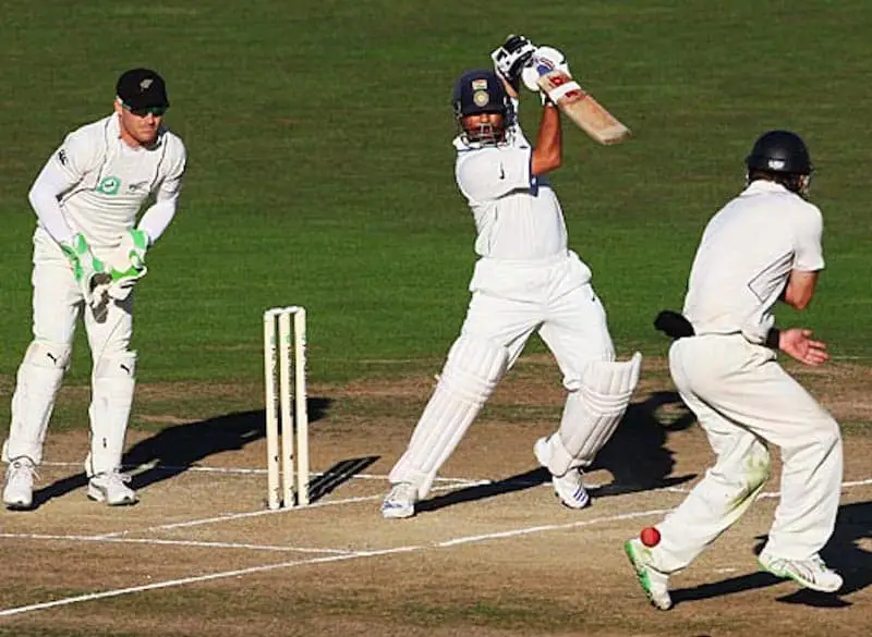 Sachin Tendulkar punches off the back foot against New Zealand 